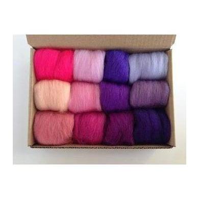 12 Pink & Purple Tones Set - Wool Top-Pre-Packaged Wool Sets-Acorns & Twigs-Acorns & Twigs