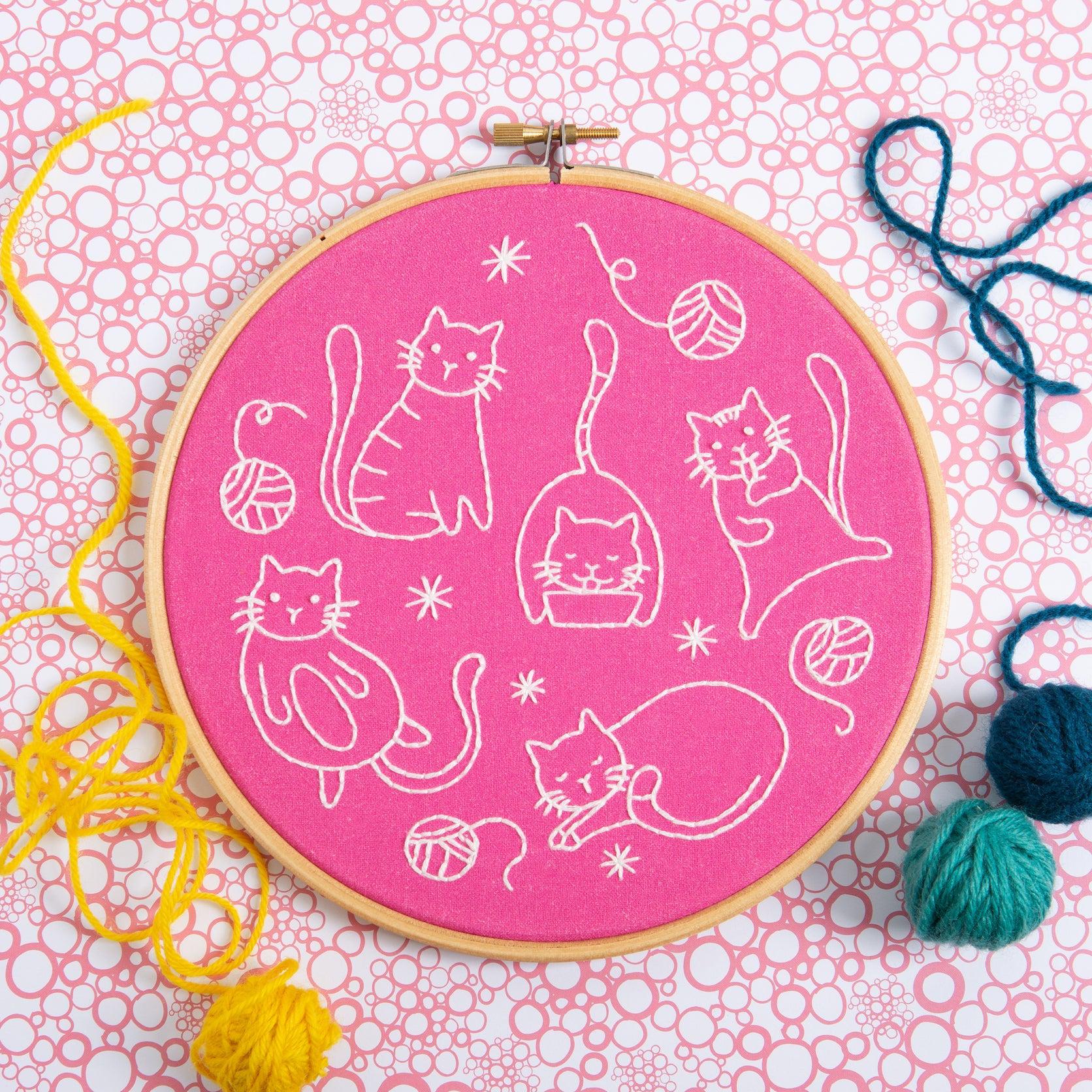 Cat Embroidery Kit – Acorns & Twigs