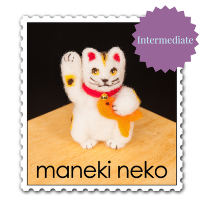 Maneki-Neko Needle Felting Kit - Intermediate-Needle Felting-WoolPets-Acorns & Twigs