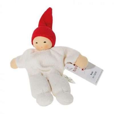 Nanchen Doll Nucki 7.1" - White with Red Hat-Doll-Nanchen-Acorns & Twigs