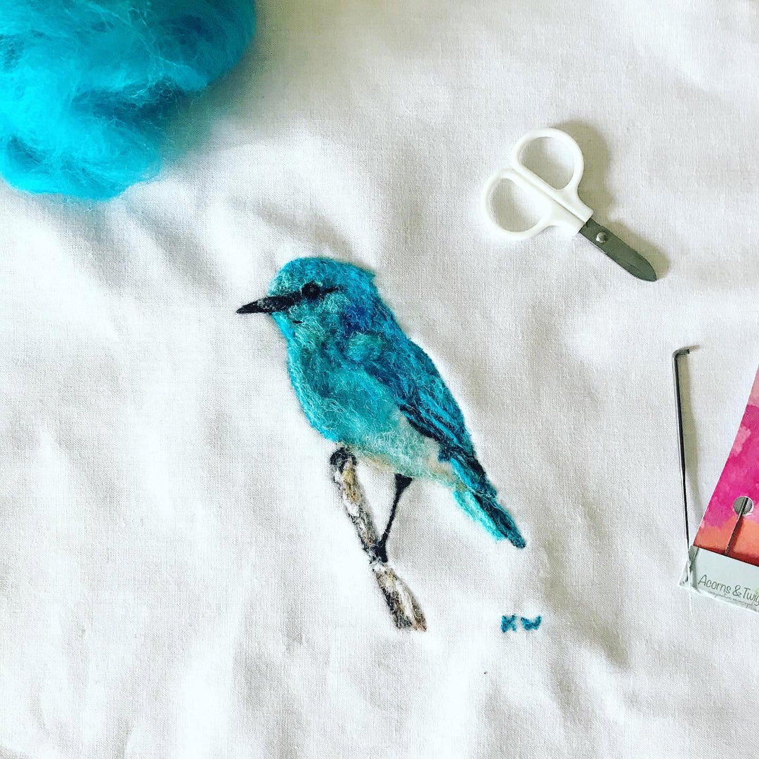 Needle Felted Blue Bird
