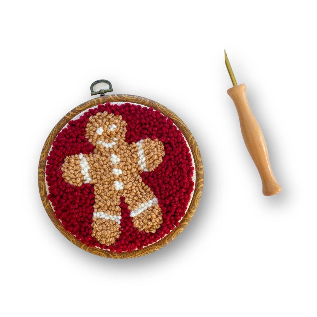 Red Gingerbread Man Punch Needle Kit: Beginner Kit