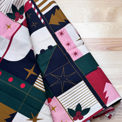 Abstract Xmas Tea Towel-Potholder weaving-Keep On Looping-Acorns & Twigs