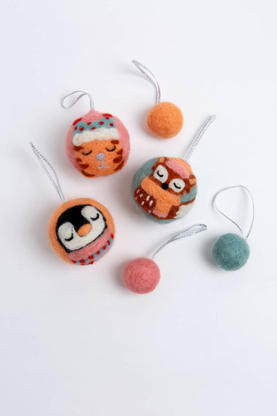 Animal Christmas Baubles Needle Felting Kit-Needle Felting-Hawthorn Handmade-Acorns & Twigs