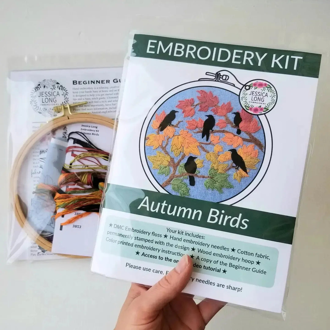 Autumn Birds Embroidery Kit-Embroidery-Jessica Long Embroidery-Acorns &amp; Twigs
