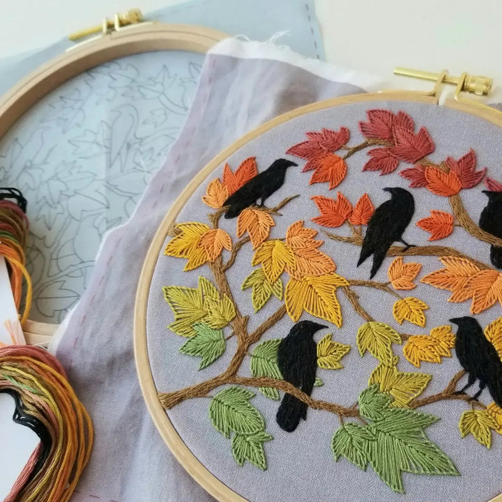 Autumn Birds Embroidery Kit-Embroidery-Jessica Long Embroidery-Acorns &amp; Twigs