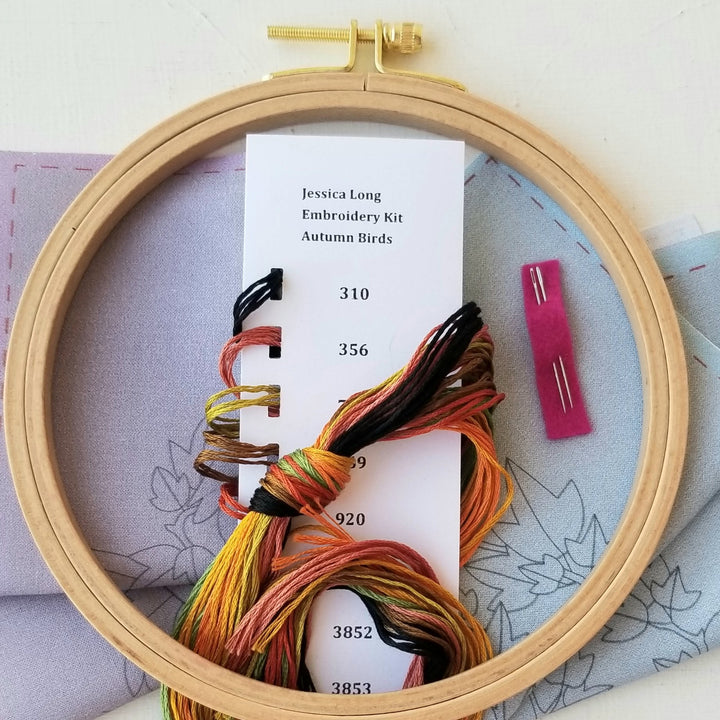 Autumn Birds Embroidery Kit-Embroidery-Jessica Long Embroidery-Acorns &amp; Twigs
