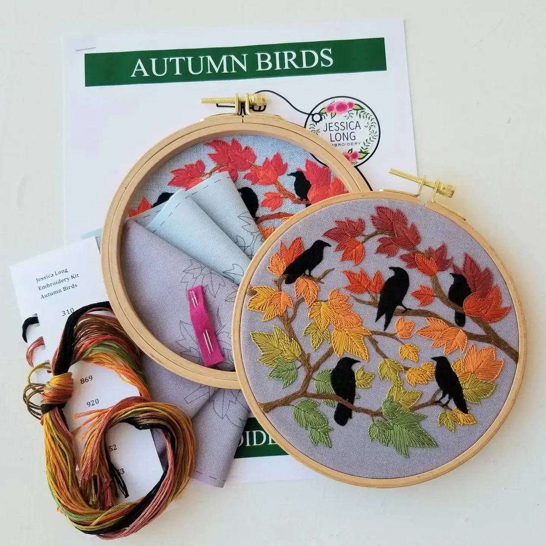 Autumn Birds Embroidery Kit-Embroidery-Jessica Long Embroidery-Acorns &amp; Twigs