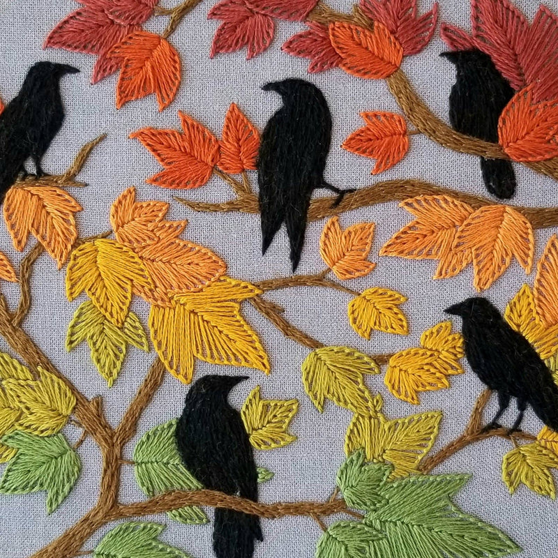 Autumn Birds Embroidery Kit: Grey-blue-Embroidery-Jessica Long Embroidery-Acorns & Twigs