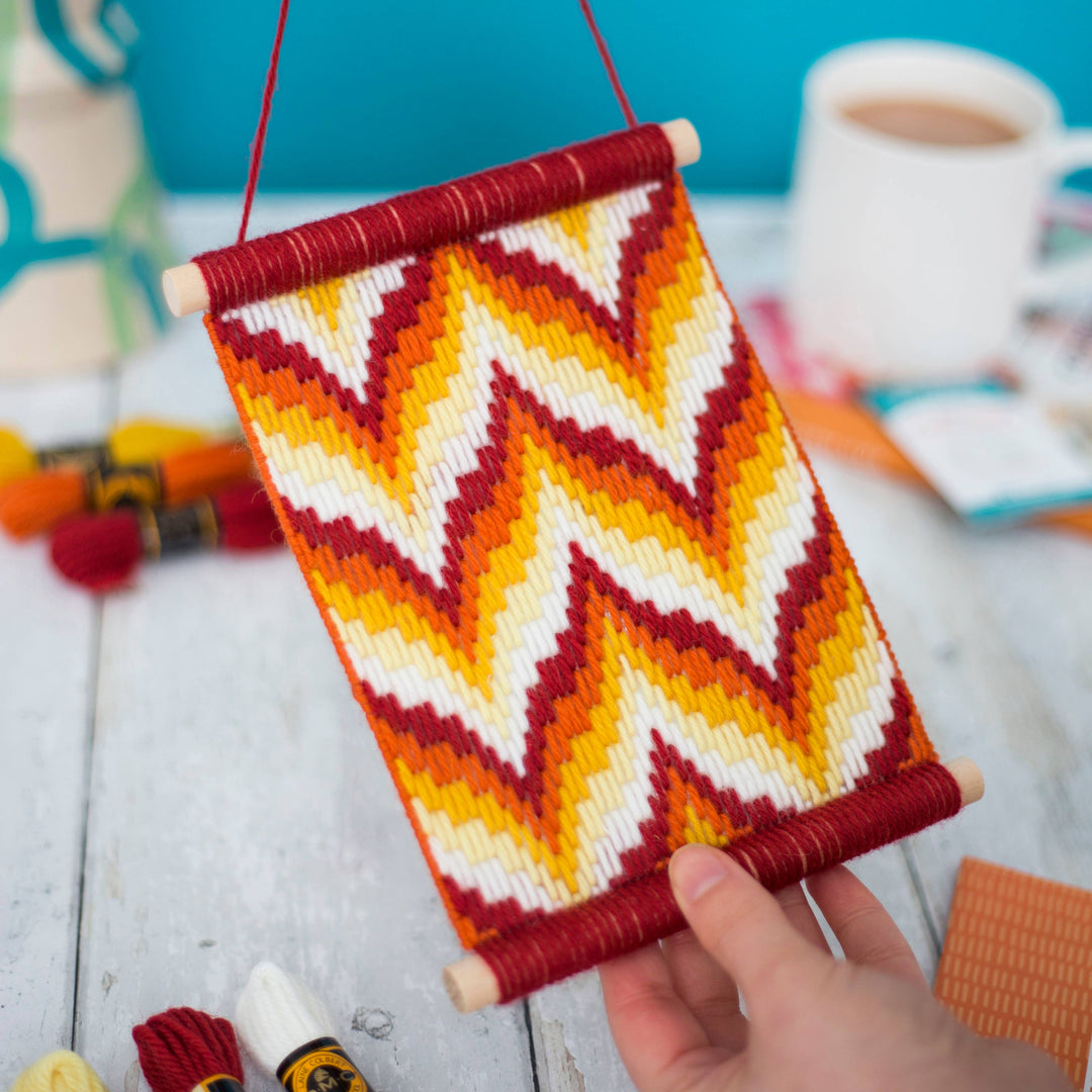 Bargello Embroidery Kits, Flames Wall Hanging Tapestry Kit-Bargello-Oh Sew Bootiful-Acorns &amp; Twigs