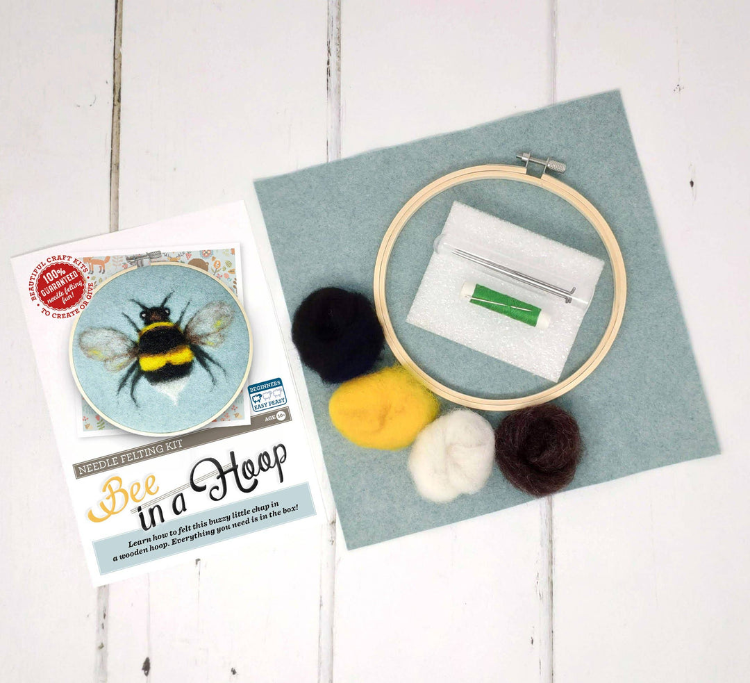 Bee in a Hoop Needle Felting Craft Kit-Needle Felting-The Crafty Kit Company-Acorns &amp; Twigs