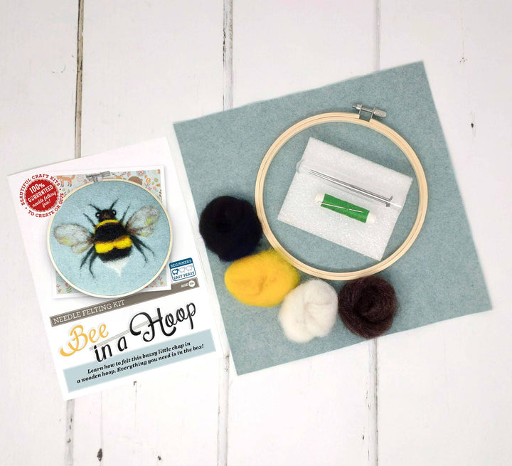 Bee in a Hoop Needle Felting Craft Kit-Needle Felting-The Crafty Kit Company-Acorns &amp; Twigs