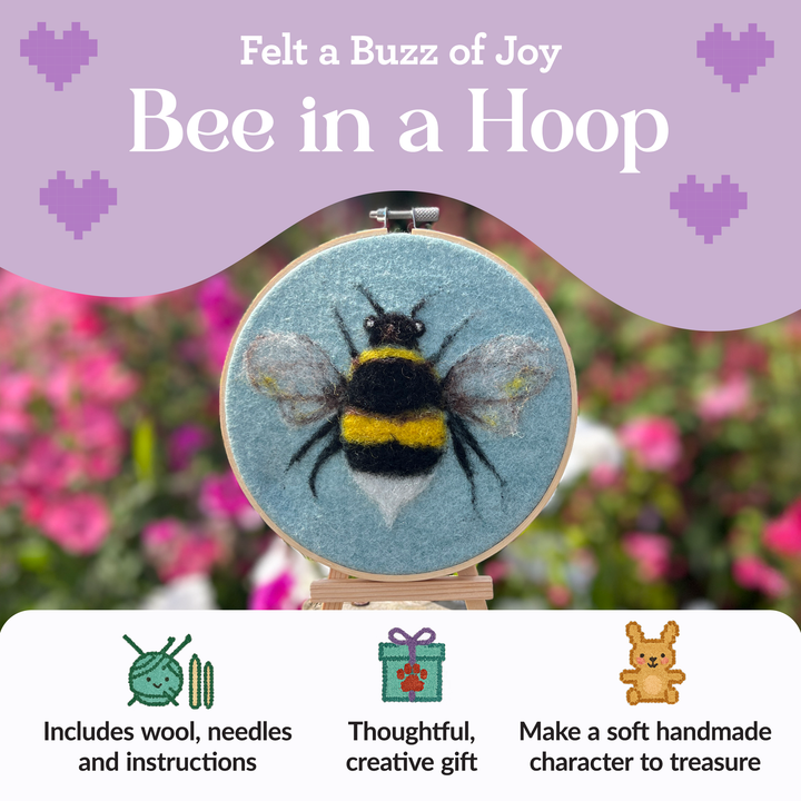 Bee in a Hoop Needle Felting Craft Kit-Needle Felting-The Crafty Kit Company-Acorns &amp; Twigs