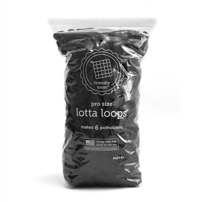Black (PRO Size) - Lotta Loops by Friendly Loom™ - Makes 6 Potholders-Weaving-Friendly Loom-Acorns & Twigs