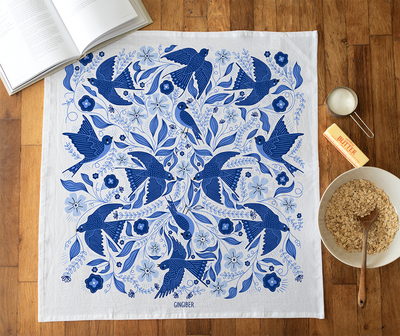 Blue Songbird Potholder + Tea Towel Kit – Gingiber Artist Series (PRO Size)-Potholder weaving-Acorns & Twigs-Acorns & Twigs