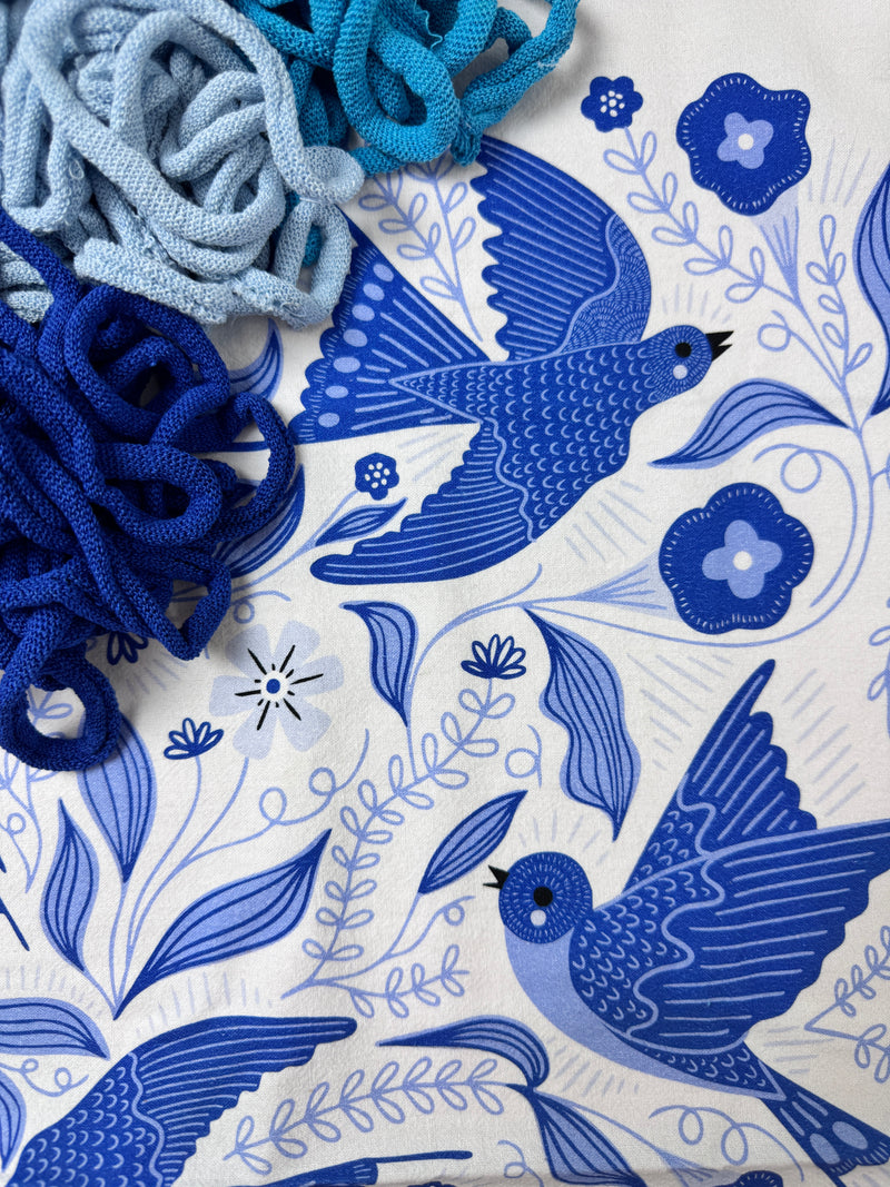 Blue Songbird Potholder + Tea Towel Kit – Gingiber Artist Series (PRO Size)-Potholder weaving-Acorns & Twigs-Acorns & Twigs