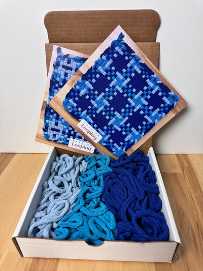 Blue Songbird Potholder + Tea Towel Kit – Gingiber Artist Series (PRO Size)-Potholder weaving-Acorns & Twigs-Acorns & Twigs