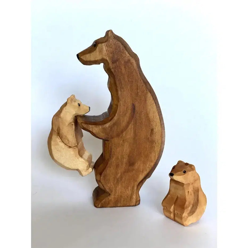 Brown Bear With Cubs-Small World Play-PoppyBabyCo-Acorns & Twigs