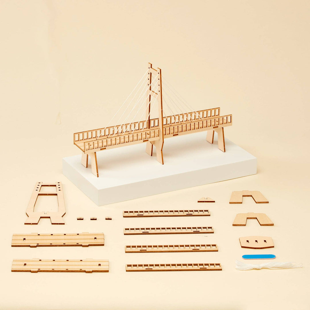 Cable-Stayed Bridge DIY Kit, Educational STEM Toy, Craft Kit-Wooden Toy-Kitsville-Acorns &amp; Twigs