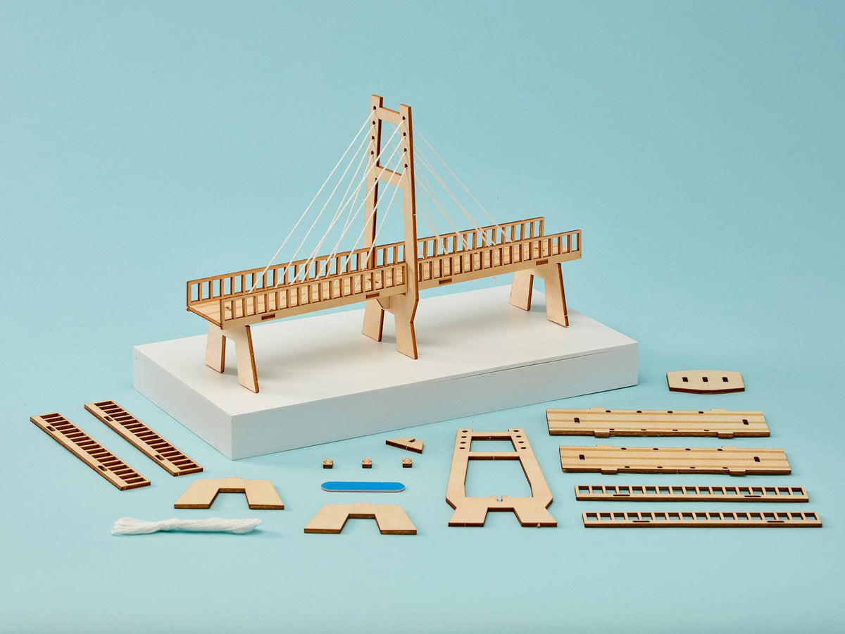Cable-Stayed Bridge DIY Kit, Educational STEM Toy, Craft Kit-Wooden Toy-Kitsville-Acorns & Twigs