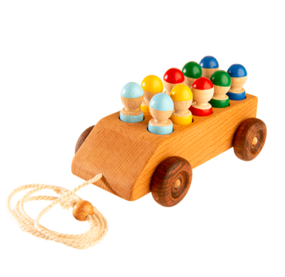 Car with Colorful Peg Dolls-Small World Play-PoppyBabyCo-Acorns & Twigs