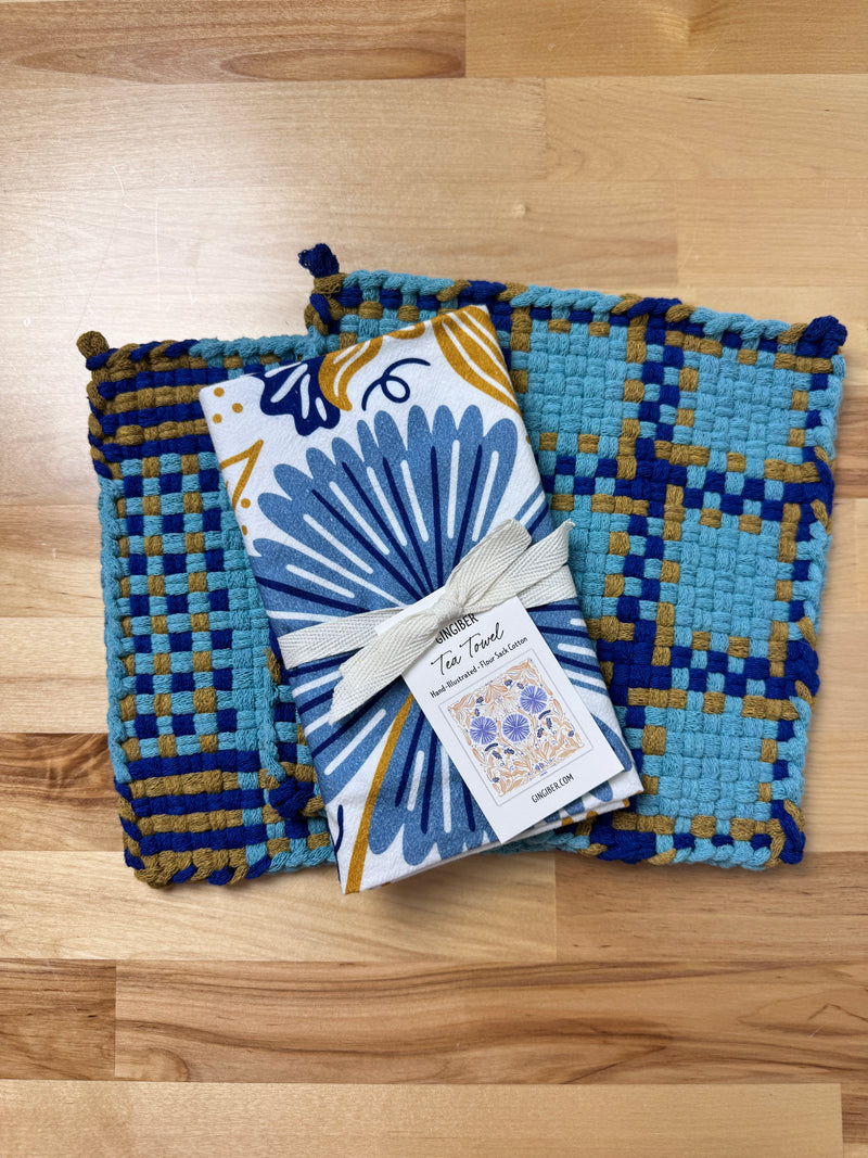 Caterpillar Potholder + Tea Towel Kit – Gingiber Artist Series (PRO sized)-Potholder weaving-Acorns & Twigs-Acorns & Twigs