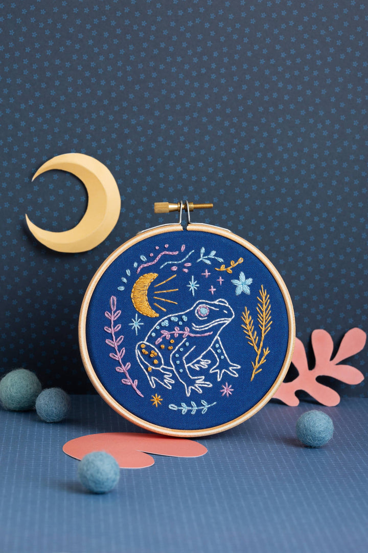Celestial Frog Mini Embroidery Kit | Complete Craft Kit-Hawthorn Handmade (US Duties Paid)-Acorns &amp; Twigs