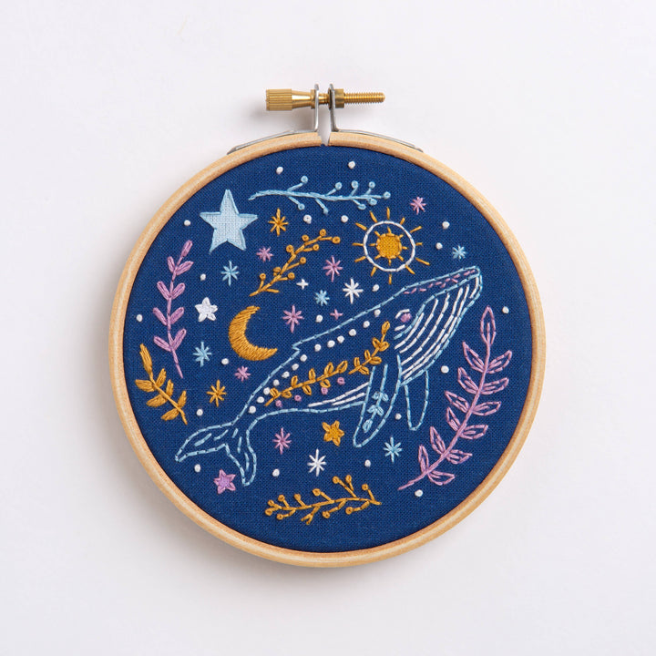 Celestial Whale Mini Embroidery Kit | Complete Craft Kit-Embroidery-Hawthorn Handmade (US Duties Paid)-Acorns &amp; Twigs