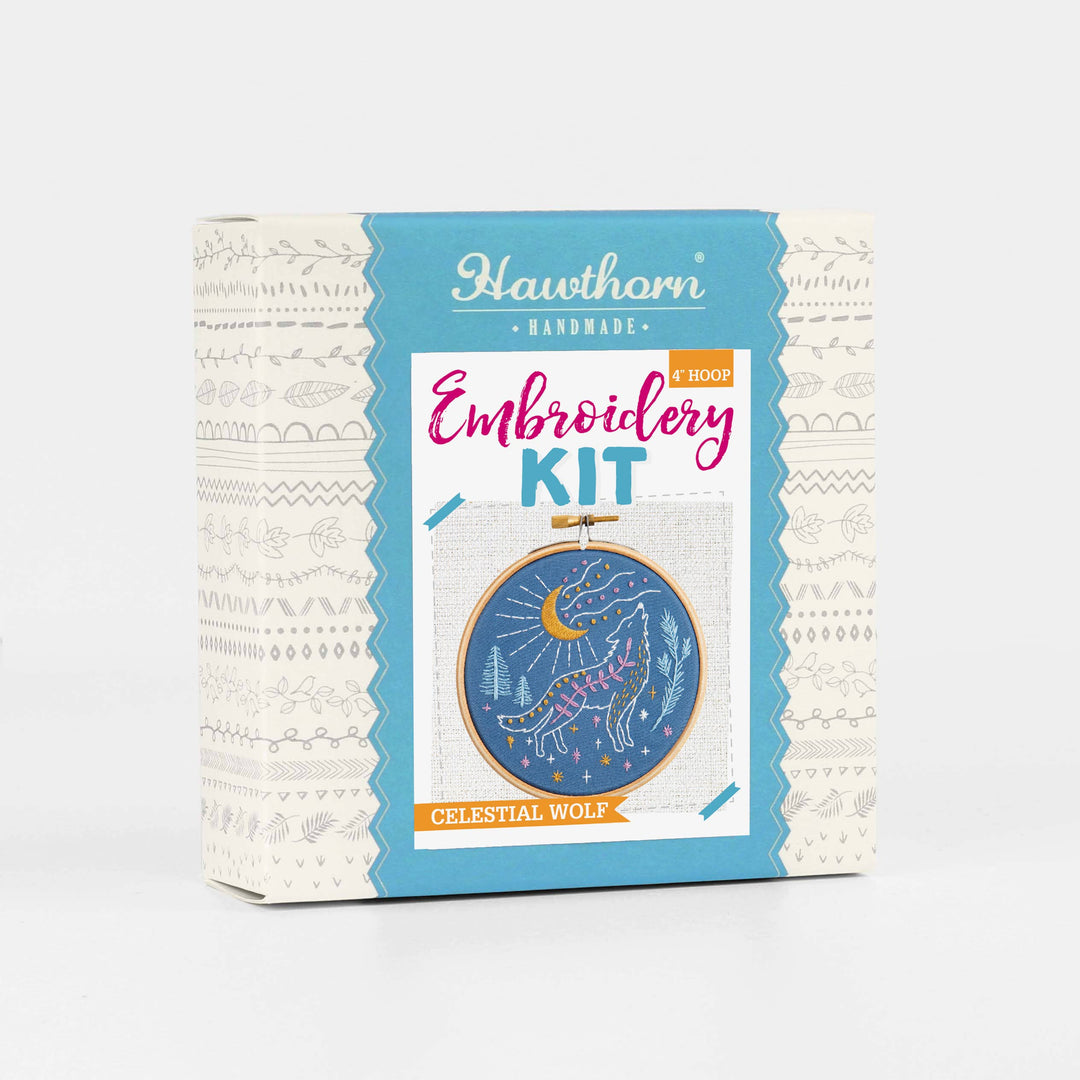 Celestial Wolf Mini Embroidery Kit | Complete Craft Kit for Beginners-Embroidery-Hawthorn Handmade (US Duties Paid)-Acorns &amp; Twigs