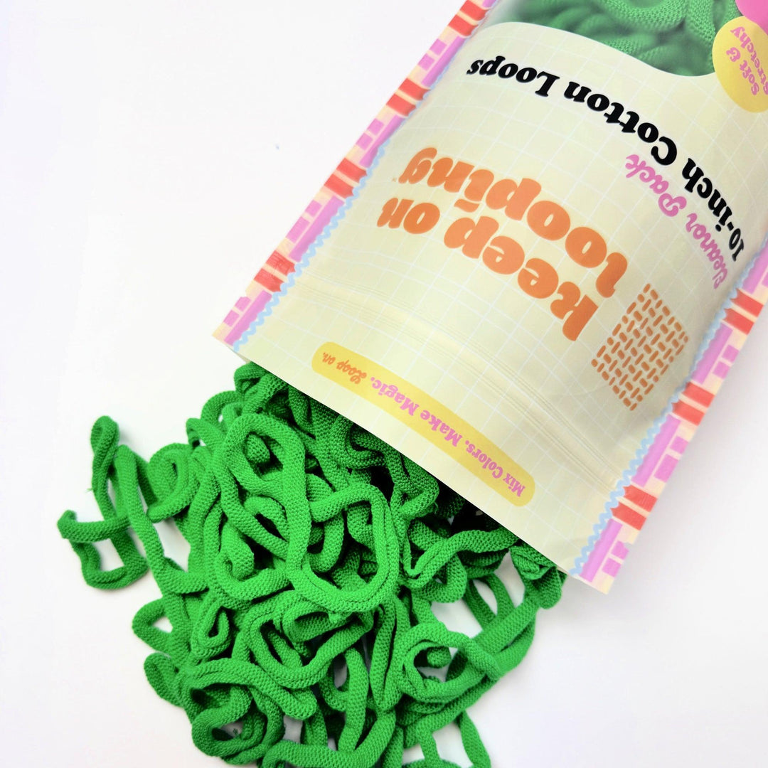 Classic Green Cotton Loops (10" Size)-Potholder weaving-Keep On Looping-Acorns &amp; Twigs