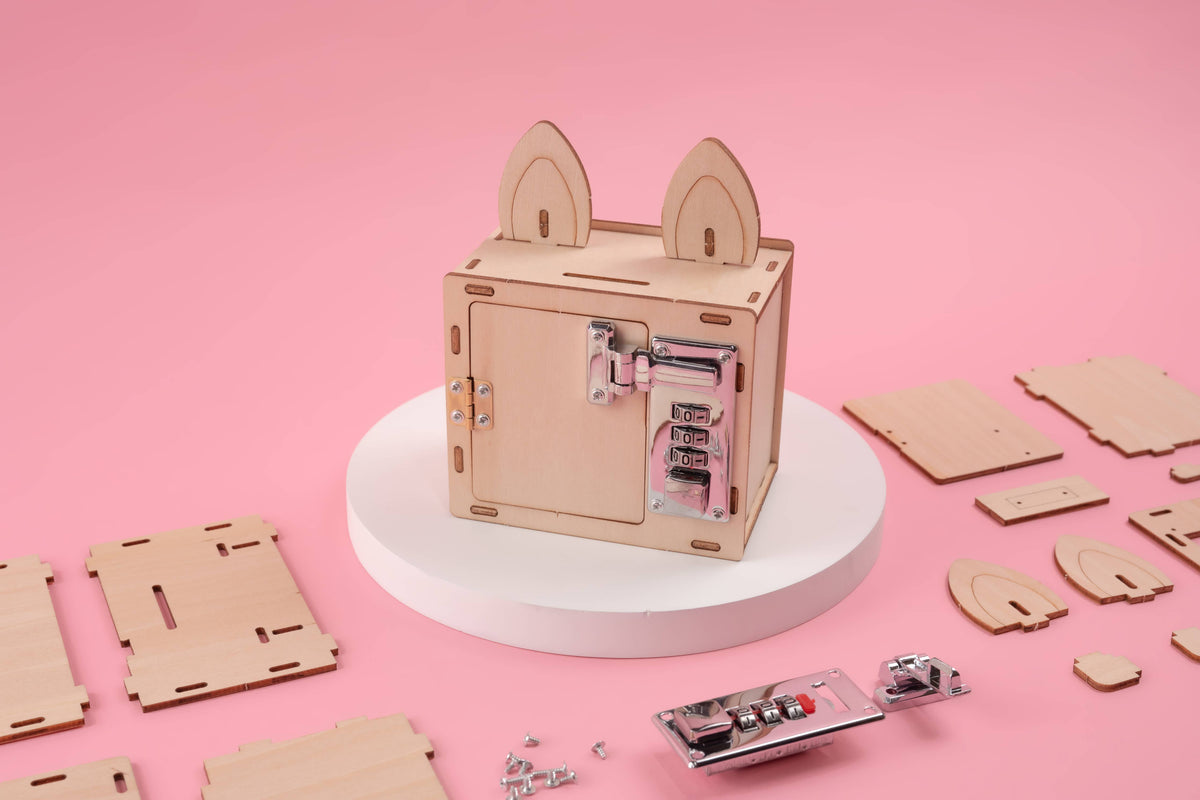 Combination Lock Box and Phone Holder DIY Kit, STEM Toy-Wooden Toy-Kitsville-Acorns & Twigs