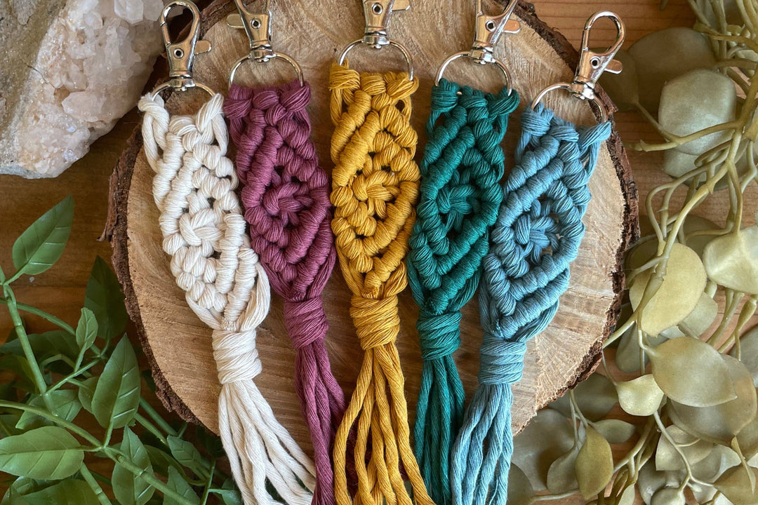 DIY Macrame Keychain Craft Kit: Assorted-Macrame-Tangled Up In Hue-Acorns &amp; Twigs