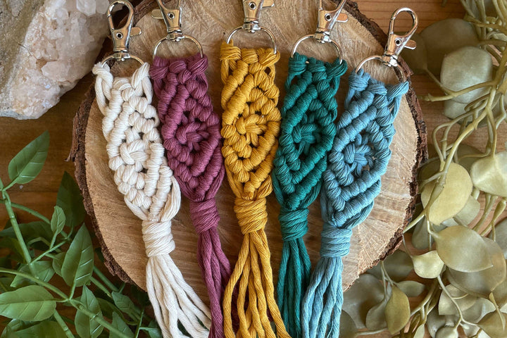 DIY Macrame Keychain Craft Kit: Assorted-Macrame-Tangled Up In Hue-Acorns &amp; Twigs