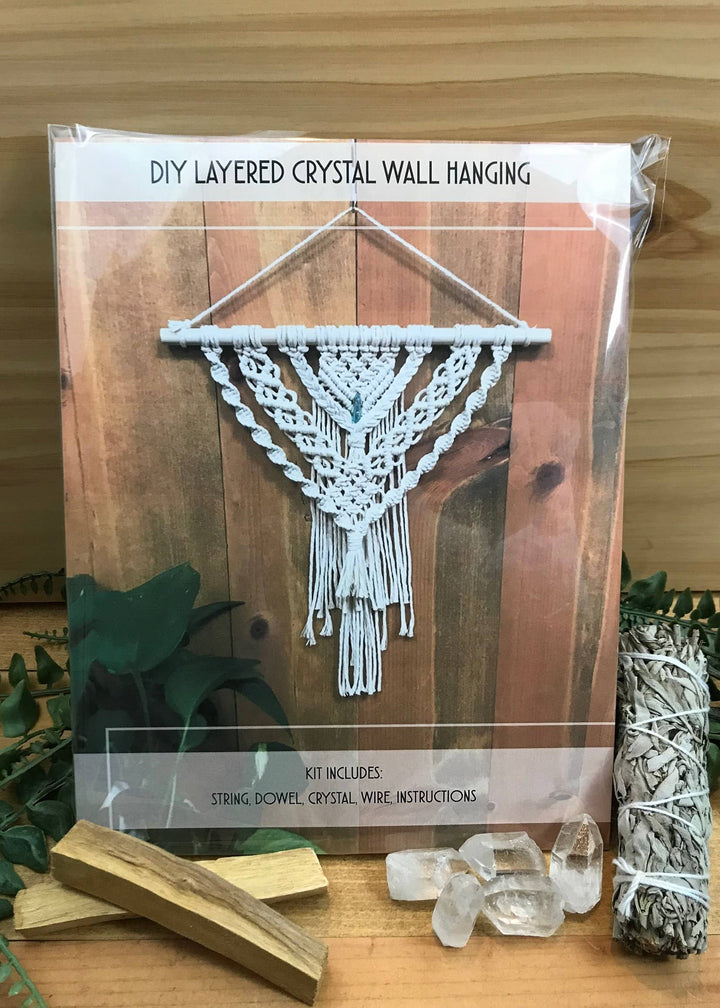 DIY Macrame Layered Crystal Wall Hanging Kit: Blue Crystal-Macrame-Tangled Up In Hue-Acorns &amp; Twigs