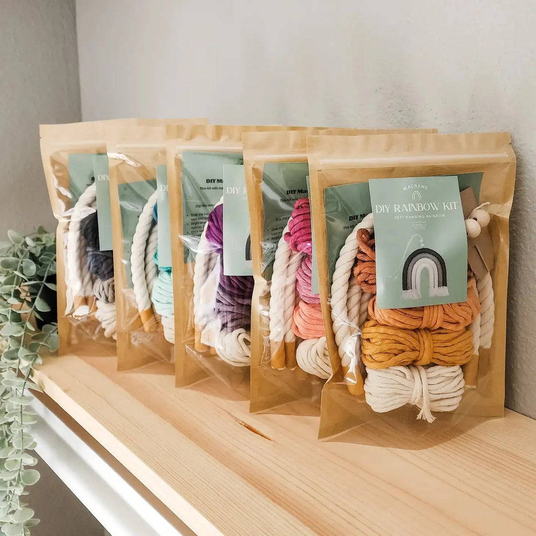DIY Macrame Rainbow Kit - The Blues-Macrame-A Branch &amp; Cord-Acorns &amp; Twigs