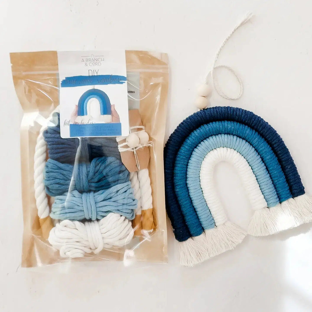 DIY Macrame Rainbow Kit - The Blues-Macrame-A Branch &amp; Cord-Acorns &amp; Twigs