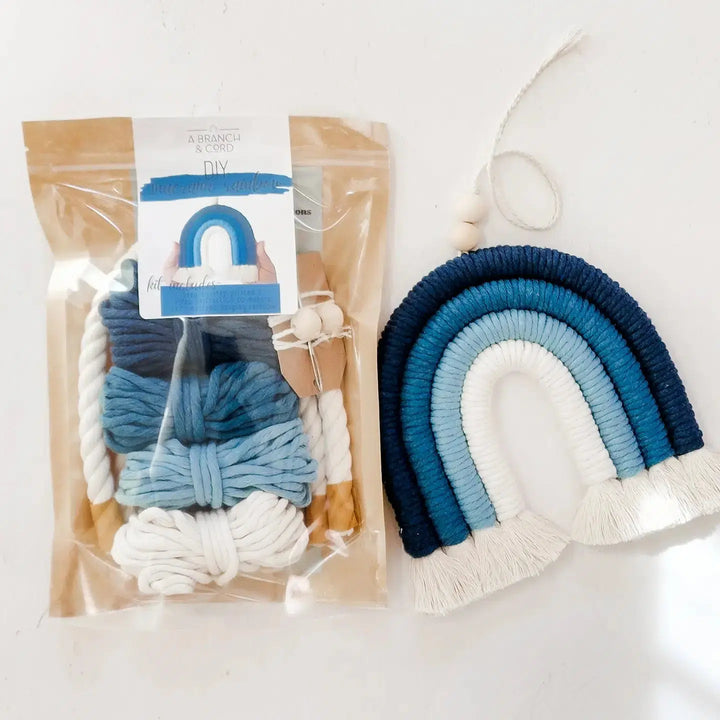 DIY Macrame Rainbow Kit - The Blues-Macrame-A Branch &amp; Cord-Acorns &amp; Twigs