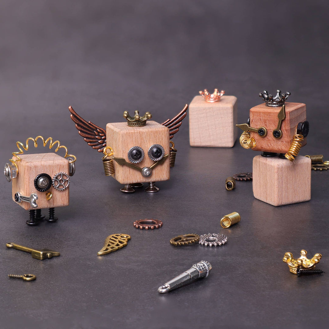 DIY Timberbot Kit, Build 2 Wooden Robots-Wooden Toy-Kitsville-Acorns &amp; Twigs