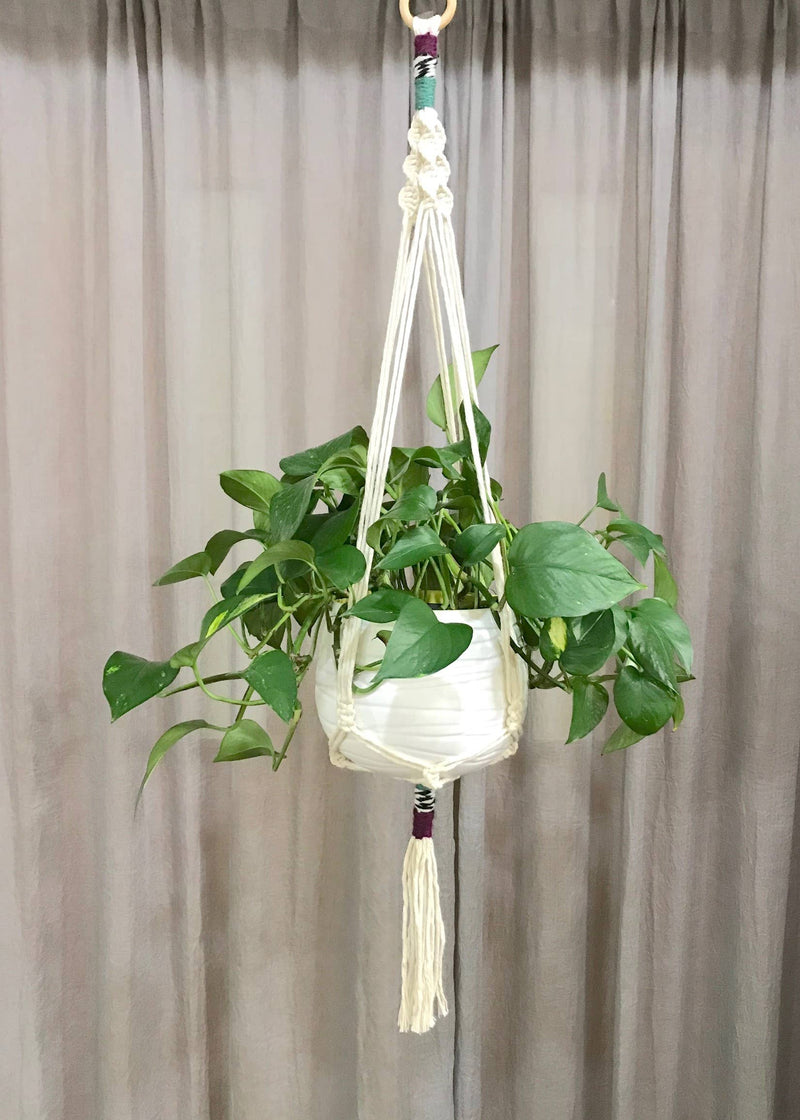 diy plant hanger yarn DIY Yarn Wrap Macrame Plant Hanger Kit – Acorns & Twigs