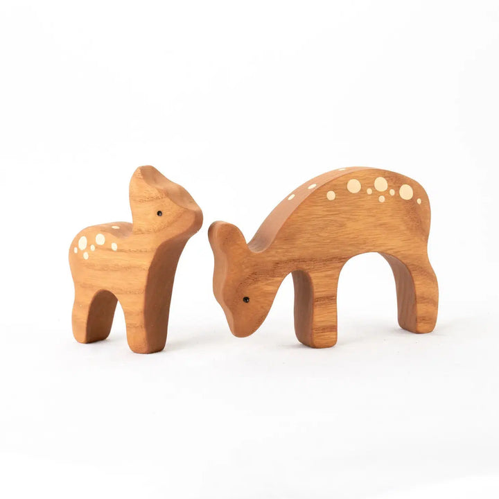 Deer with baby deer, set of 2-Small World Play-PoppyBabyCo-Acorns &amp; Twigs