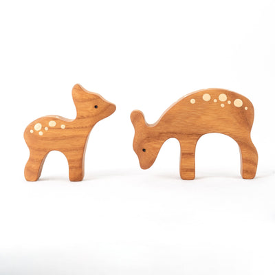 Deer with baby deer, set of 2-Small World Play-PoppyBabyCo-Acorns & Twigs