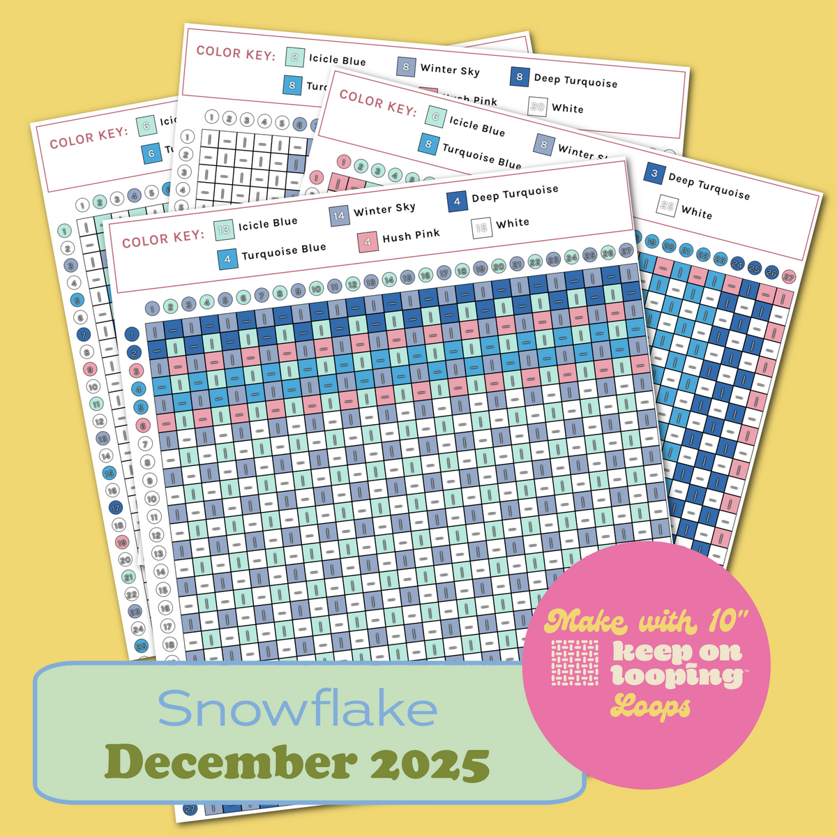 Digital KOL Patterns - Dec 2025 - Snowflakes-Past KOL Boxes-Keep On Looping-Acorns & Twigs