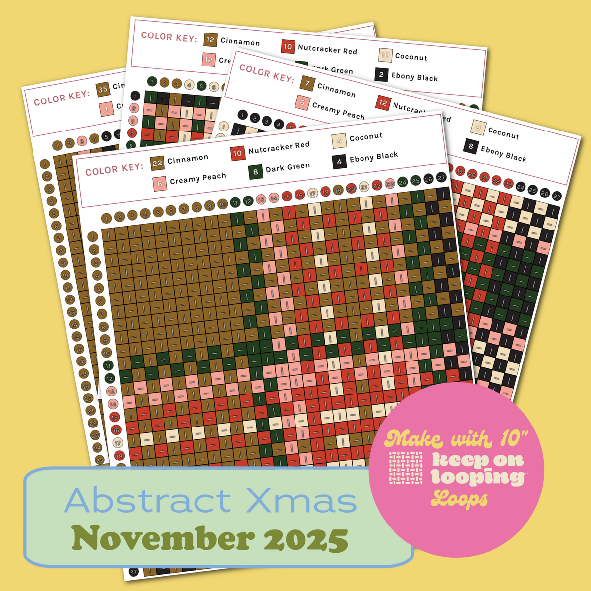 Digital KOL Patterns - Nov 2025 - Abstract Xmas-Past KOL Boxes-Keep On Looping-Acorns & Twigs