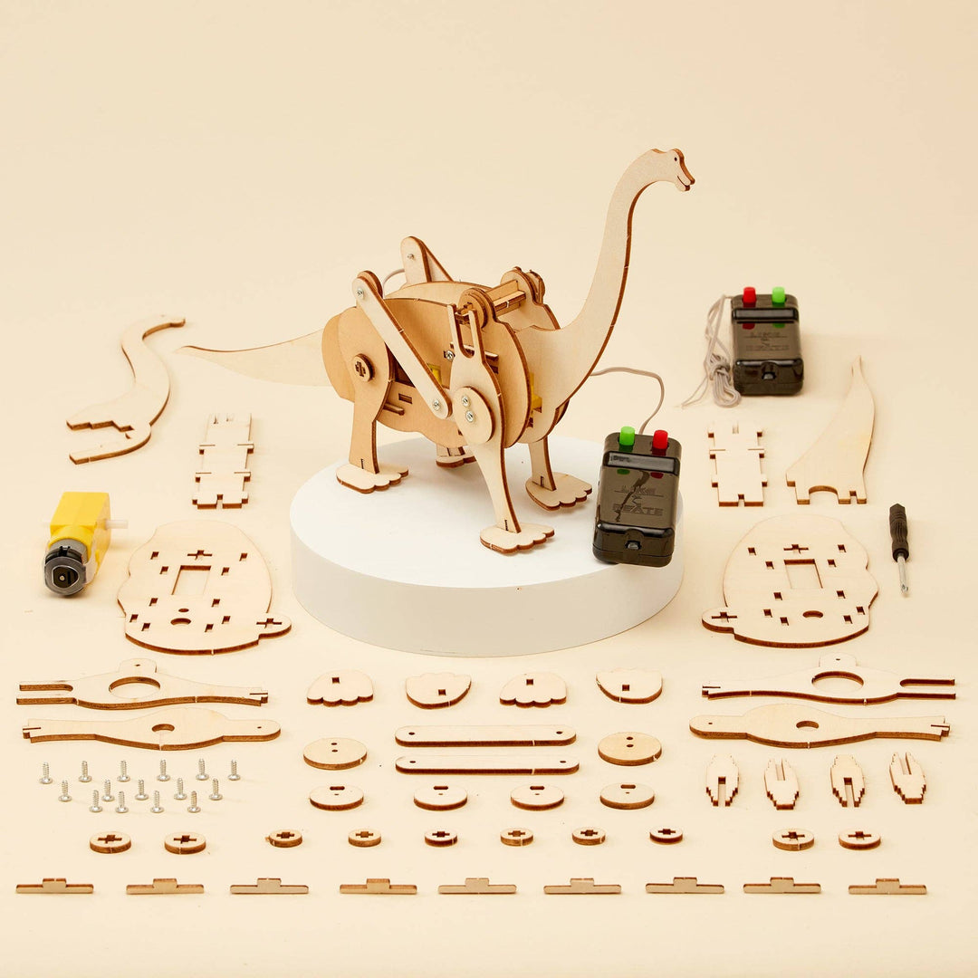 Dinosaur Robot DIY Kit - Brachiosaurus, STEM Toy, Craft Kit-Wooden Toy-Kitsville-Acorns &amp; Twigs