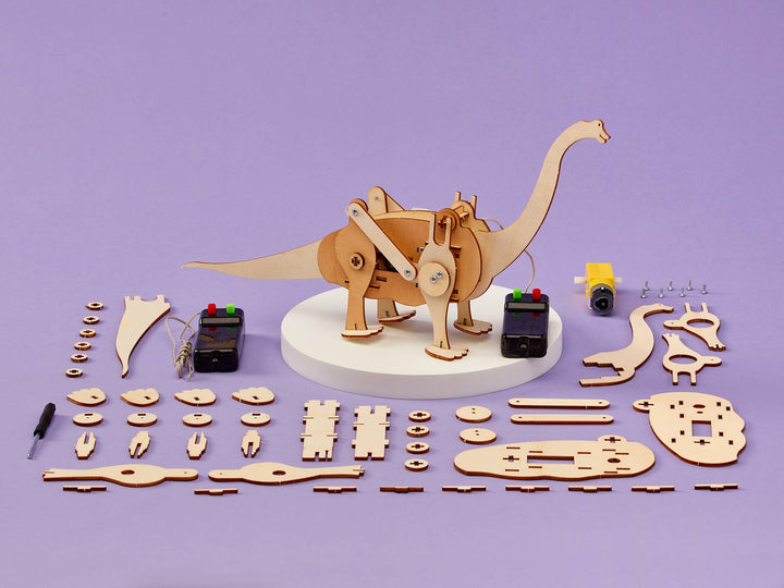 Dinosaur Robot DIY Kit - Brachiosaurus, STEM Toy, Craft Kit-Wooden Toy-Kitsville-Acorns &amp; Twigs