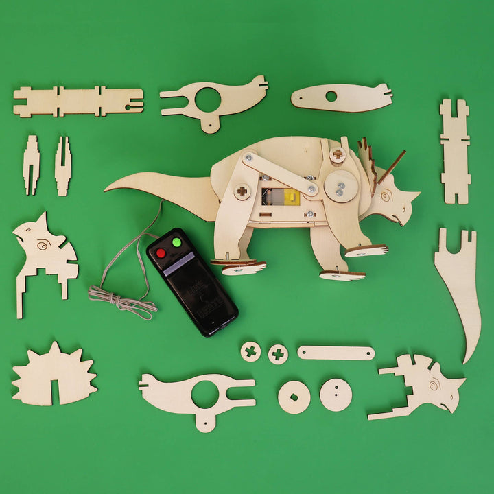 Dinosaur Robot DIY Kit - Triceratops, STEM Toy, Craft Kit-Wooden Toy-Kitsville-Acorns &amp; Twigs