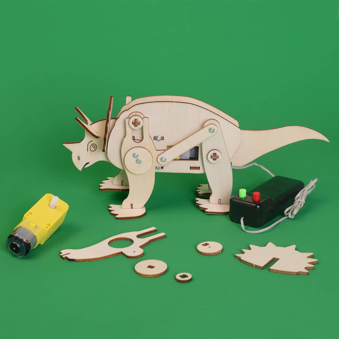 Dinosaur Robot DIY Kit - Triceratops, STEM Toy, Craft Kit-Wooden Toy-Kitsville-Acorns &amp; Twigs