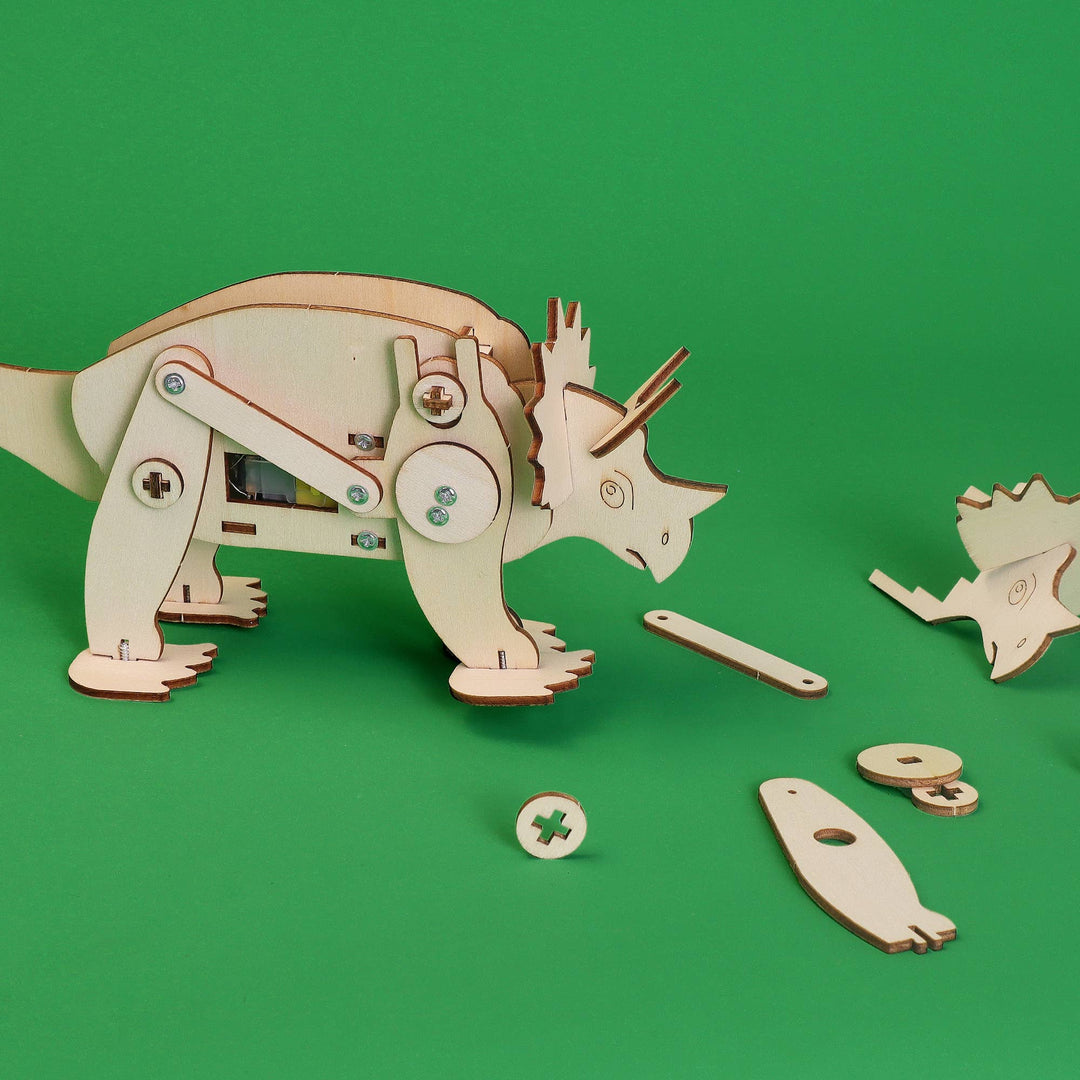 Dinosaur Robot DIY Kit - Triceratops, STEM Toy, Craft Kit-Wooden Toy-Kitsville-Acorns &amp; Twigs