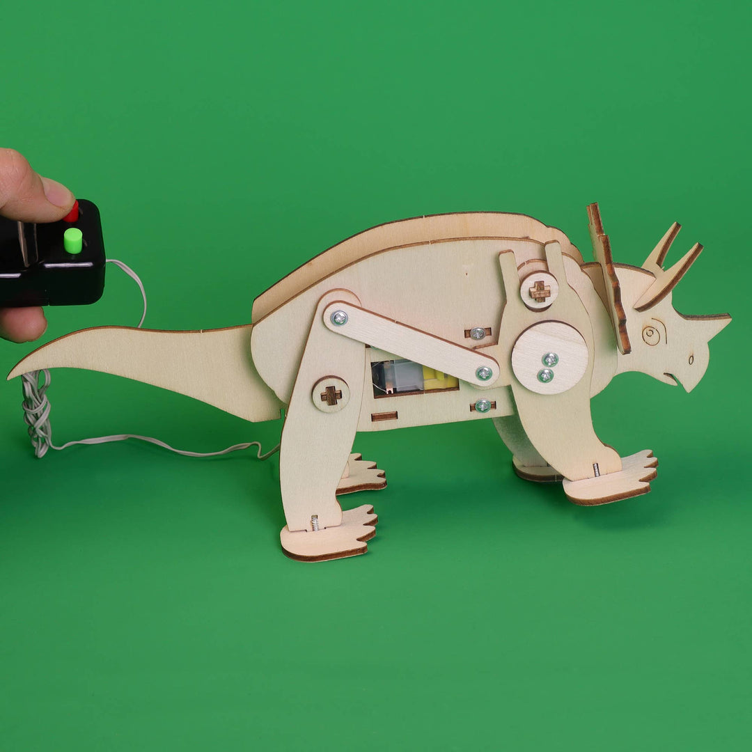 Dinosaur Robot DIY Kit - Triceratops, STEM Toy, Craft Kit-Wooden Toy-Kitsville-Acorns &amp; Twigs