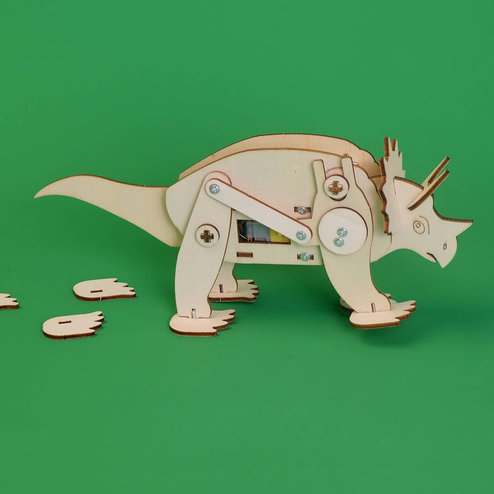 Dinosaur Robot DIY Kit - Triceratops, STEM Toy, Craft Kit-Wooden Toy-Kitsville-Acorns &amp; Twigs
